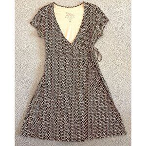 Sahalie Wrap Dress Brown Cream Sustainable Fair Trade